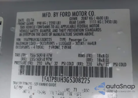 2016 Ford Mustang Ecoboost Premium from USA, damaged, VIN 1FATP8UH3G5308225